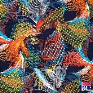Spiral Fan Multi-Color Stretch Poly-Spandex Print Fabric 58" Wide
